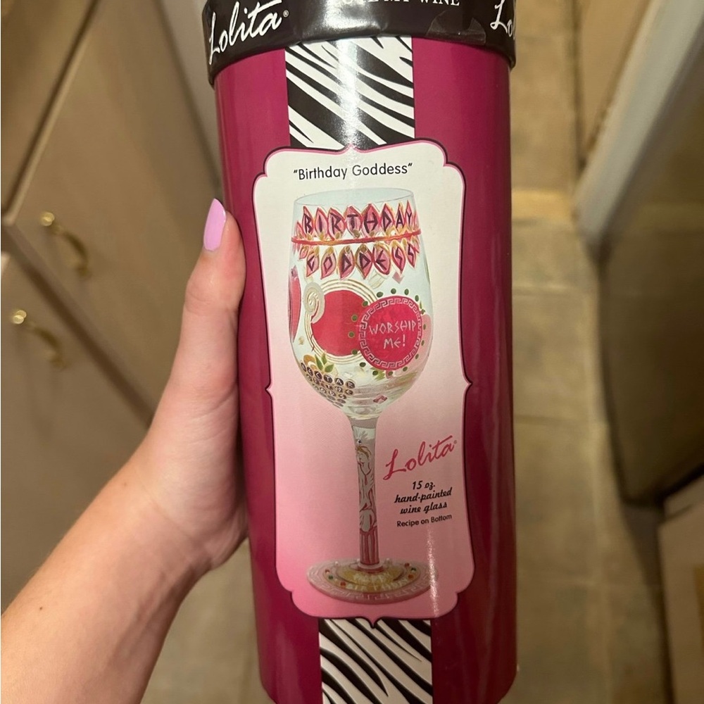 Lolita Birthday Goddess Wine Glass - Pink